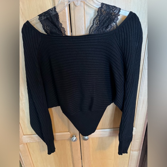 SHEIN Off-the-Shoulder Black Sweater - Picture 6 of 14